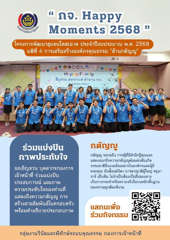 กองการเจ้าหน้าที่ขับเคลื่อนกิจกรรม กจ. Happy Moment 2568