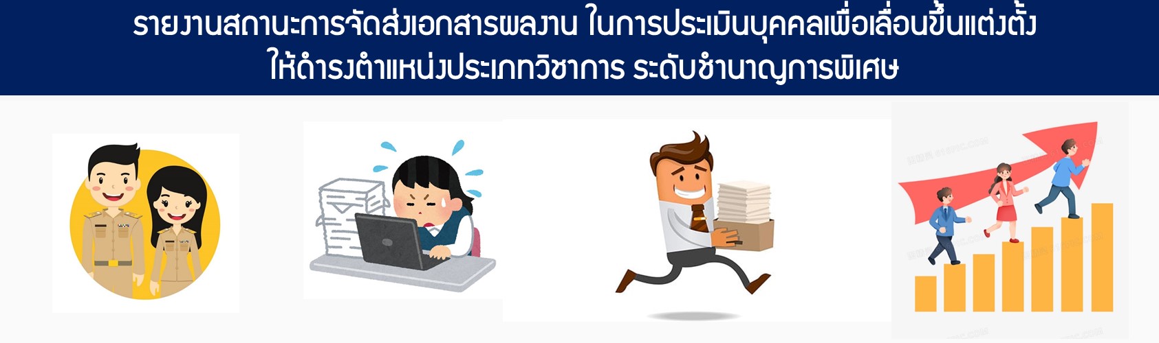 รายงานสถานะการจัดส่งเอกสารผลงานในการประเมินบุคคลเพื่อเลื่อนขึ้นแต่งตั้งให้ดำรงตำแหน่งประเภทวิชาการ ระดับชำนาญการพิเศษ